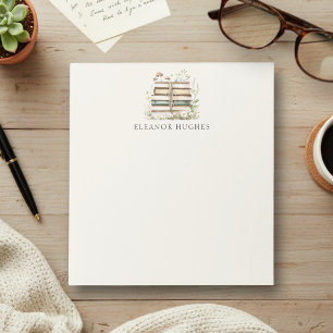 Personalisierte Aquarell-Blumen-Vintage-Bücher Notizblock