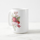 Personalisierte Aquarell-Erdbeere Kaffeetasse (Vorderseite Links)