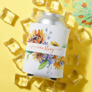 Personalisierte Aquarell-Gänseblümchen Dosenkühler