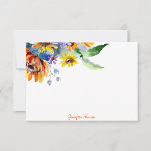 Personalisierte Aquarell-Gänseblümchen Mitteilungskarte