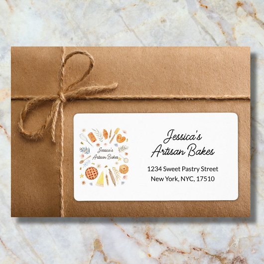 Personalisierte Aquarell-Gebäck-Bäckerei-Adresse 