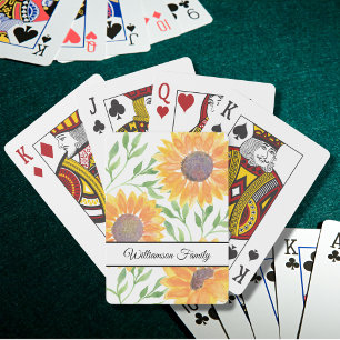 Personalisierte Aquarell-Gelbe Sonnenblumen Spielkarten