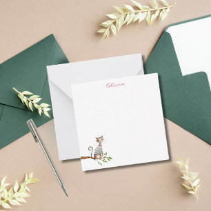 Personalisierte Aquarell-Katzenliebhaberin Rosa Na Mitteilungskarte