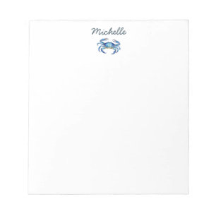 Personalisierte Aquarell-Krabbe Sommerstrand Notizblock