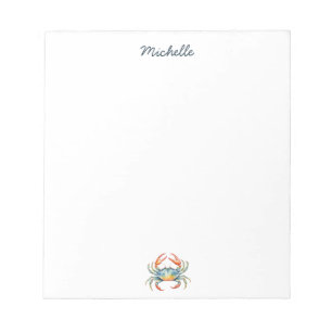 Personalisierte Aquarell-Krabbe Sommerstrand Notizblock