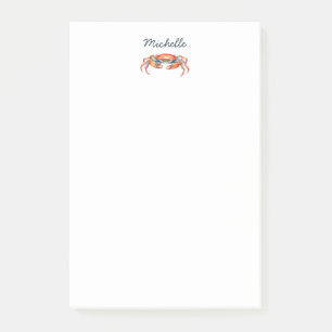 Personalisierte Aquarell-Krabbe Sommerstrand    Post-it Klebezettel