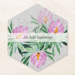 Personalisierte Aquarell-Lotusblume Professional Untersetzer