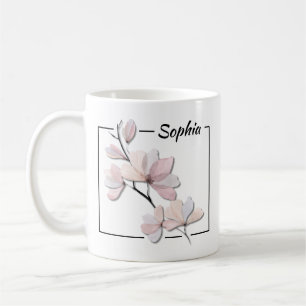 Personalisierte Aquarell-Magnolie-Kaffeetasse Kaffeetasse