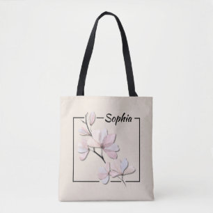 Personalisierte Aquarell-Magnolien-Blumen-Einkaufs Tasche