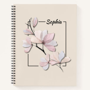 Personalisierte Aquarell-Magnolienblüte Notizblock