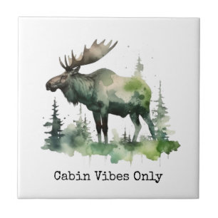 Personalisierte Aquarell-Moos-Elch-Wald Fliese