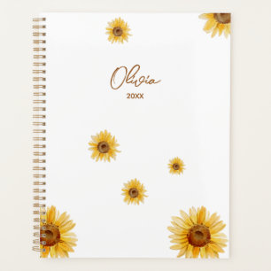 Personalisierte Aquarell-Sonnenblumen Planer