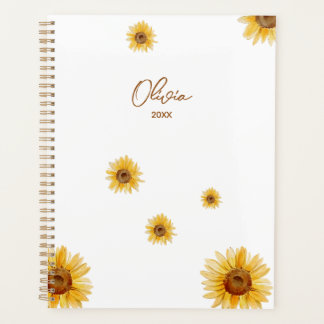 Personalisierte Aquarell-Sonnenblumen Planer