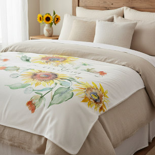 Personalisierte Aquarell-Sonnenblumen    Sherpadecke