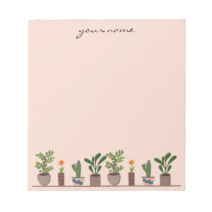 Personalisierte Aquarell-Sukkulenten Boho-Notizblo Notizblock