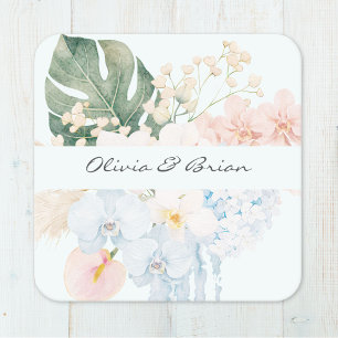 Personalisierte Aquarell-Tropenblumen-Blumen Rechteckiger Pappuntersetzer