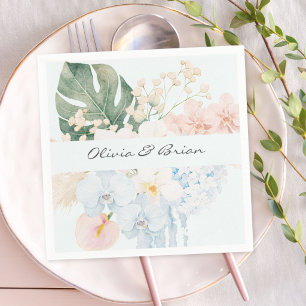 Personalisierte Aquarell-Tropenblumen-Blumen Serviette