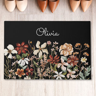 Personalisierte Aquarell-Vintage-Wildblumen-Blumen Fußmatte