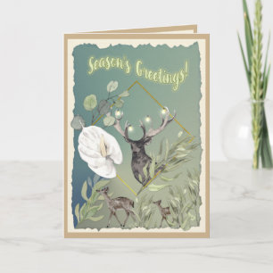 Personalisierte Aquarell-Wald-Saison-Grüße Feiertagskarte