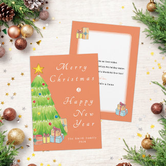 Personalisierte Aquarell-Weihnachten und Neujahr Feiertagskarte
