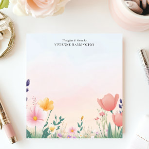 Personalisierte Aquarell-Wiese mit hübschen Wildbl Notizblock