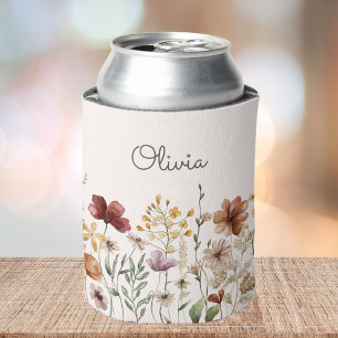 Personalisierte Aquarell-Wildblume Hübsche Blumen Dosenkühler