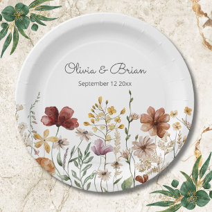 Personalisierte Aquarell-Wildblume Hübsche Blumen Pappteller