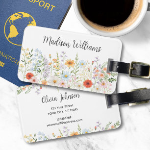 Personalisierte Aquarell-Wildblumen-Blumen-Elegant Gepäckanhänger