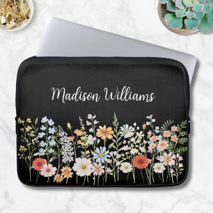 Personalisierte Aquarell-Wildblumen-Blumen-Elegant Laptopschutzhülle