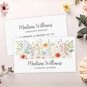 Personalisierte Aquarell-Wildblumen-Blumen Elegant Visitenkarte