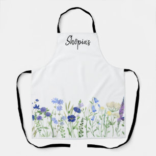 Personalisierte Aquarell-Wildblumen-Küchenschürze Schürze
