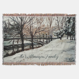 Personalisierte Aquarell-Winter-Natur-Bäume-Schnee Decke