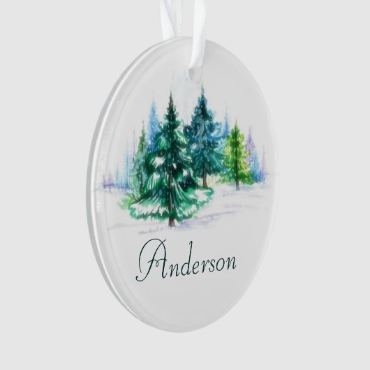 Personalisierte Aquarellbäume Ornament (Vorderseite)