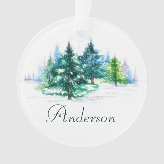 Personalisierte Aquarellbäume Ornament (Vorderseite)
