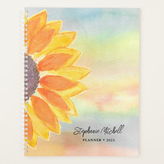 Personalisierte Aquarellblume 2023 Planer (Vorderseite)