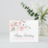 PERSONALISIERTE Aquarellblume am GEBURTSTAG Postkarte (Stehend Vorderseite)