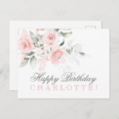 PERSONALISIERTE Aquarellblume am GEBURTSTAG Postkarte (Vorne/Hinten)