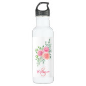 Personalisierte Aquarellblume Edelstahlflasche (Vorderseite)
