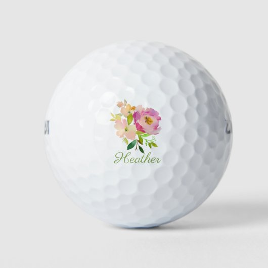 Personalisierte Aquarellblume Golfball (Vorderseite)