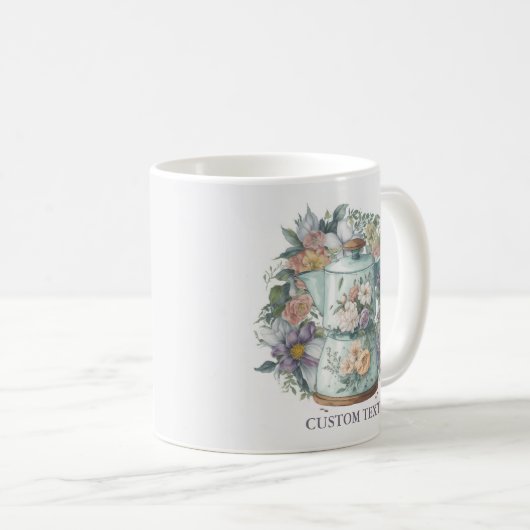 Personalisierte Aquarellblume Kaffeetasse (VorderseiteRechts)
