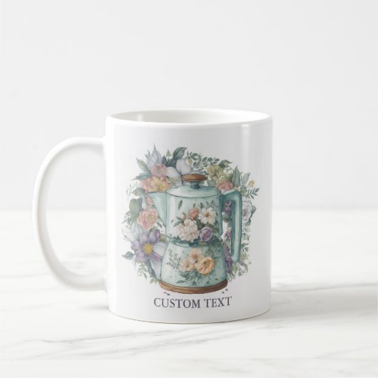 Personalisierte Aquarellblume Kaffeetasse (Links)