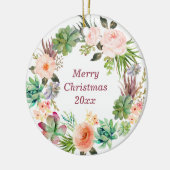 Personalisierte Aquarellblume Keramik Orna Ornament (Links)