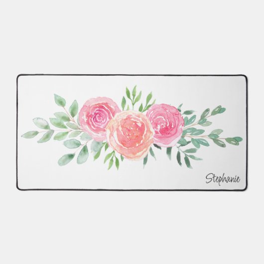 Personalisierte Aquarellblume Schreibtischunterlage (Vorderseite)