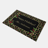 Personalisierte Aquarellblume und Goldfolie Fußmatte (Schrägansicht)