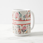 Personalisierte Aquarellblumen Kaffeetasse (VorderseiteRechts)