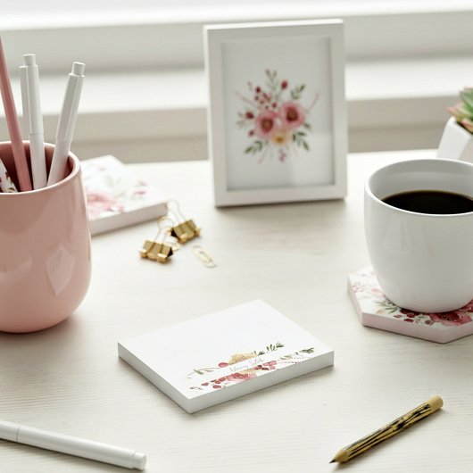 Personalisierte Aquarellblumen Post-it Klebezettel