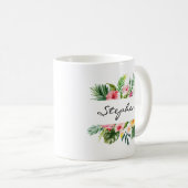 Personalisierte Aquarellblüte Kaffeetasse (VorderseiteRechts)