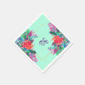 personalisierte Aquarellblüte mit goldfarbenem Ran Serviette (Ecke)