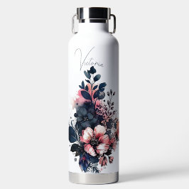 Personalisierte Aquarellblüte Trinkflasche