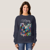 Personalisierte Aquarellbutterfly Blume Sweatshirt (Vorne ganz)